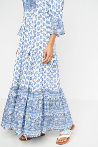 Blue Floral Fit & Flare Dress, Blue, image 7